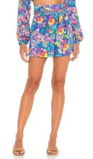 NWT $132 Sz S Luli Fama Water Blossoms Floral Swim Cover Shorts Revolve