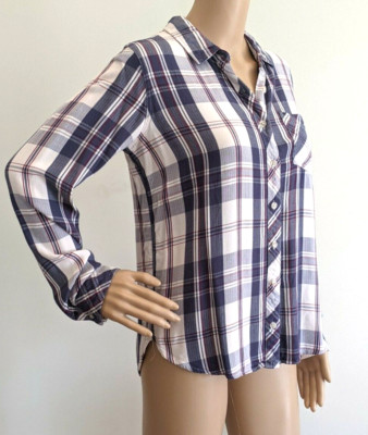 Thread and Supply Plaid Flannel Shirt Button Down Relaxed Fit EcoVero Rayon EUC