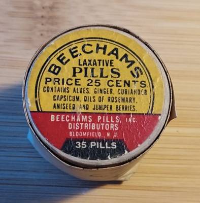 NOS Quack Medicine Wood Container & Label Beechams Laxative Pills ...