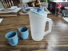 Vintage Tupperware Toys Mini Serve It Beverage Set Classic Blue Pitcher & 2 Cups — photo 1