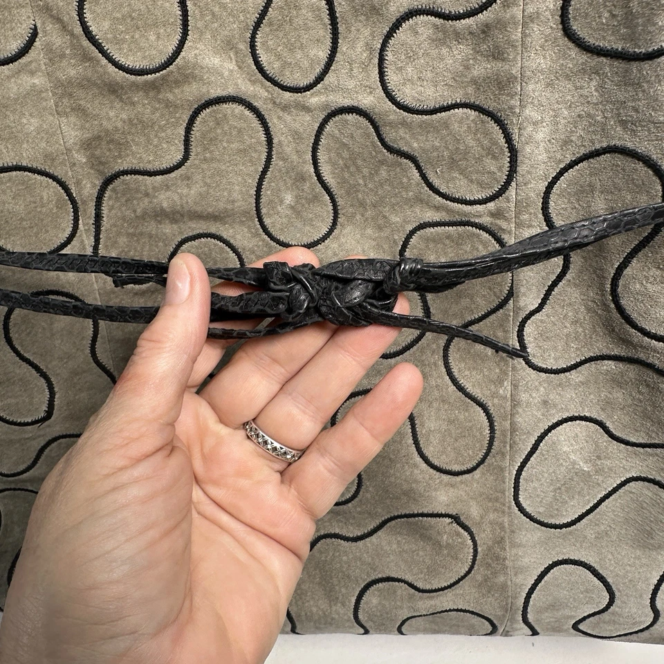 Vtg Sharif Tote Handbag XL Taupe Suede Black Swirl Leather Lined Shoulder Bag - Image 4 of 4