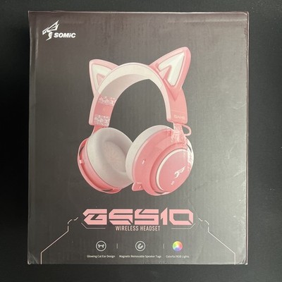 SOMIC GS510 Wireless Cat Ear Gaming Headset Pink RGB Lights Built-in Microphone