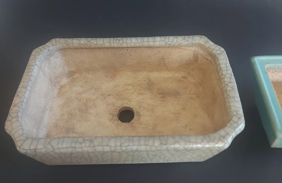 Crackle Glaze, Bonsai Pots / Planter X2. - Image 3 of 4