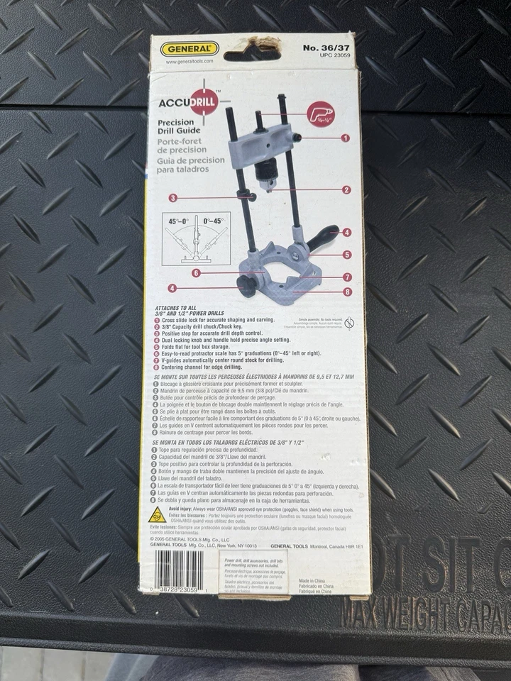 General Tools Drill Guide, Accudrill, #36/37, for Power Drill, with Instructions - Image 2 of 2