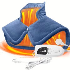 Electric Heated Shawl, Flannel Wrap Neck Back Shoulder, Warm Blanket
