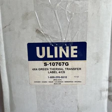 CASE OF 4 U-LINE 4"X 4" Green  THERMAL TRANSFER LABELS (1500 per roll)