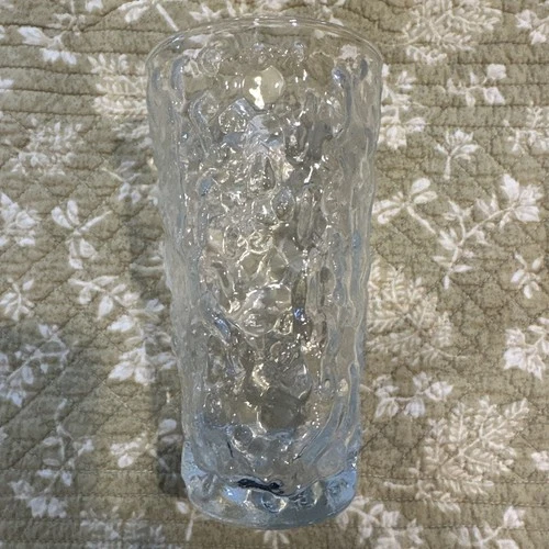 Vtg Anchor Hocking Lido Milano Clear Bubble Glass Tumbler 7” USA