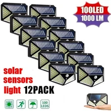12x Solar Power 100LED Light PIR Motion Sensor Outdoor Security Lamp Wall Garden
