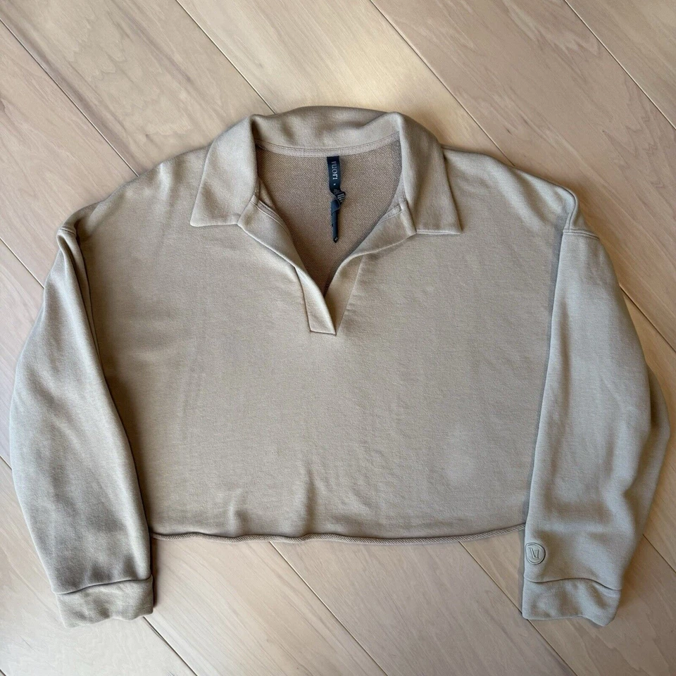 Sudadera Polo Vuori Sedona Mediana Tostada Polar Pullover Recortado Yoga Atletismo Foto 2 de 4