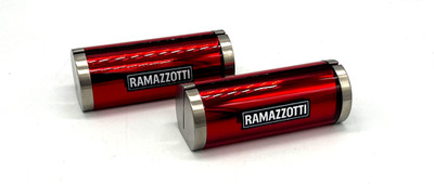 2 Ramazzotti Likör Tischaufsteller Rot Edelstahl Karten Halter Menu Board Logo