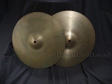 14" VINTAGE ZILDJIAN NEW BEAT HI HAT CYMBALS, HOLLOW LOGO, DEMO VIDEO 