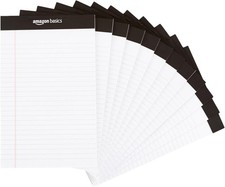 12 Pack Narrow Ruled Note Pads 5x8 White Writing Pads 50 Pages Perforated Pre. Q