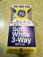 GE Soft White 3 Way Light Bulb 50/100/150 Watt - 1 Bulb NOS Prev Own Never Used!