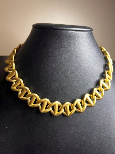B5294 ERWIN PEARL Chunky Matte Gold Tone Anchor Link Collar Necklace Choker 16"