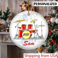 Personalized Drum Set Christmas Ornament, Musical Instrument Drum Set Player ...