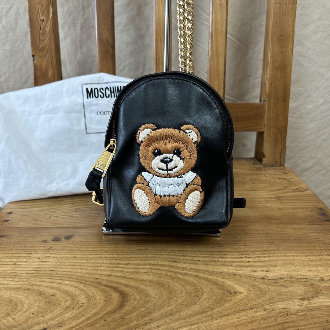 MOSCHINO Teddy Bear Embroidery Mini Shoulder Bag Backpack