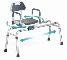 Sliding Shower Chair Tub Transfer Bench with Swivel Seat Bench for Elderly 360