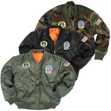 Kinder Fliegerjacke MA1 Bomberjacke Kids US Pilotenjacke Abzeichen Blouson 