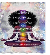 African Black Girl Quotes Fabric Shower Curtain Sets Bathroom Decor with Hook...