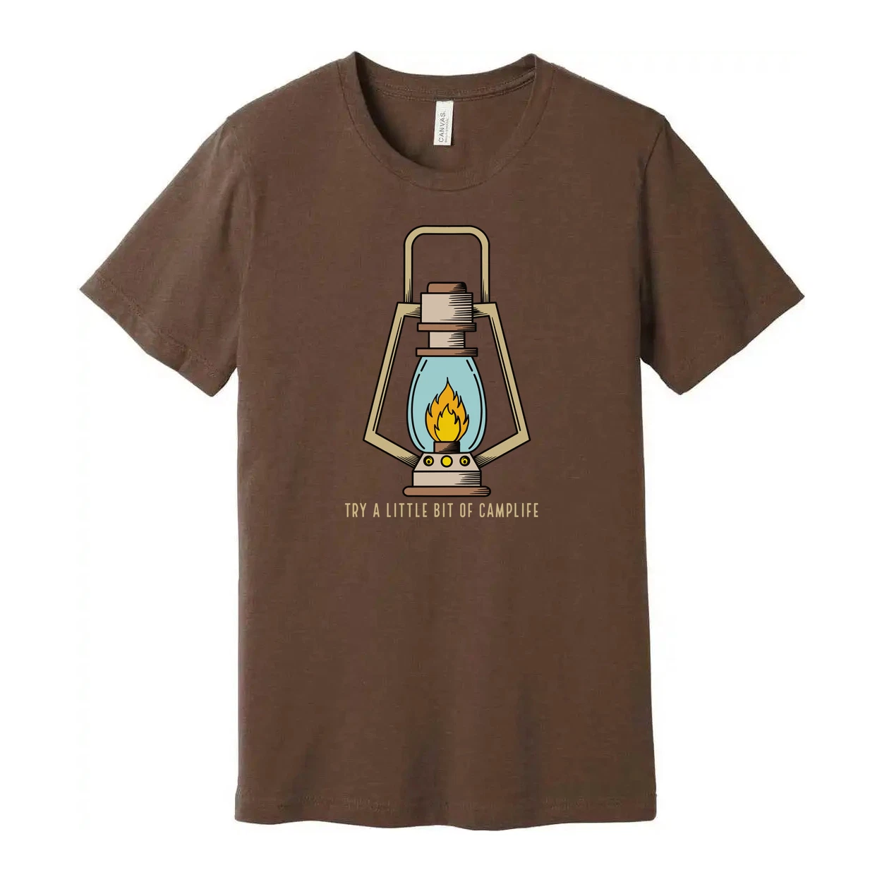 Unisex Outdoor Lantern Graphic T Shirt With Camp Life Motto For Outdoor Enthusia