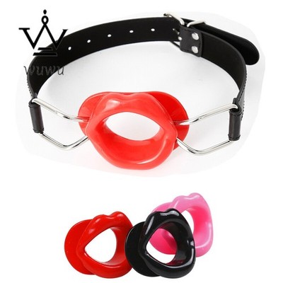 Lips Silicone O-Ring Mouth Gags Strap  Open Mouth Gags Binding Roleplay
