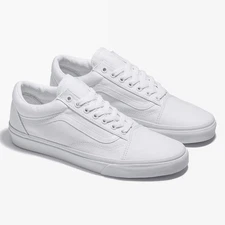 VANS OLD SKOOL LOW UNISEX MEN SIZE 4.5 = WOMEN SIZE 6 SHOES TRUE WHITE NEW