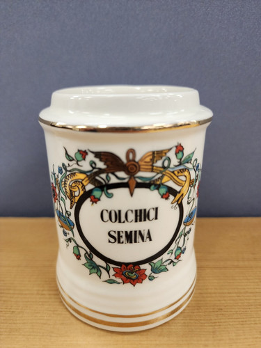 Vintage Ceramic Jeanne Robinette California Apothecary Jar & Lid Colchici Semina - Picture 12 of 13
