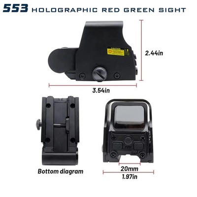 553 Red Green Holographic Reflex Sight Scope Tactical Hunting NIB Ships - Freel