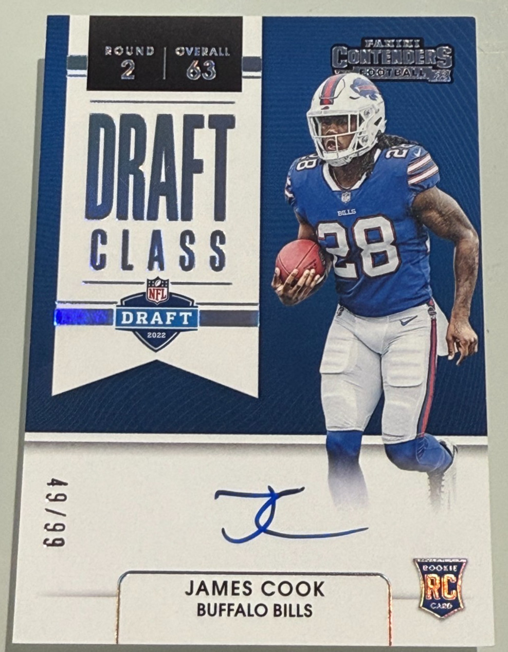 2022 Contenders James Cook Rc Auto Draft Class 49/99 DCA-JCO