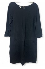 Talbots Black Classic Minimalist Sheath Dress With Pockets Exposed Seam Size 12