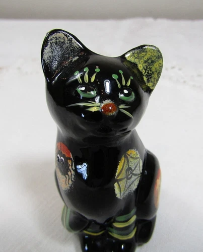 FENTON ART GLASS HALLOWEEN MINI  SEATED KITTEN "STAR" FIGURINE 5365 3I Signed