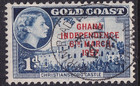 GHANA  POSTMARK / CANCEL "BERIM ROAD  ODA  GHANA"  1957 on Provisional stamp