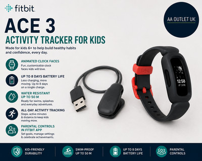 Fitbit Ace 3 Aktivitätstracker Kinder Animierte Uhr Gesichter 8 Tage Akkulaufzeit