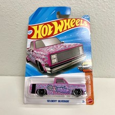Hot Wheels '83 Chevy Silverado Truckin' Along Black Widow Pink Diecast - NEW