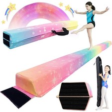 6FT/9FT Folding Balance Beam for Kids- Gymnastics Foam Floor Beam,Anti-Slip B...
