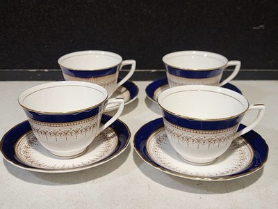 4 SETS - Royal Worcester Tea Cup and Saucer Bone China ''Regency'' Made in England