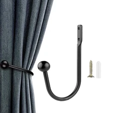 2/4Pieces Black U Shaped Curtain Hook for Multipurpose Use In Any Room