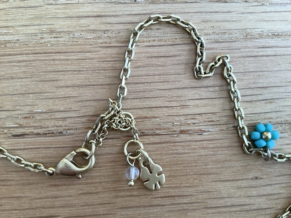 Lucky Brand ожерелье матовый синий белый бисер ромашки цветы регулируемый - Изображение 2 из 3