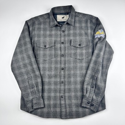 Horn Legend Wool Plaid Shacket Jacket S Gray Lined SDSU Jackrabbits Logo Button