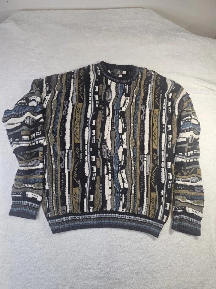 VTG 3D Abstract Urban Outfitters US Medium Grandpa Cosby Sweater Biggie Multico - Image 2 of 4