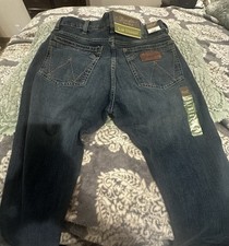 Wrangler Slim Straight Men's Jeans Blue Denim Medium Wash Retro Style