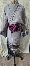 Japanese Visiting Kimono With Mt. Fuji Washable, Unlined
