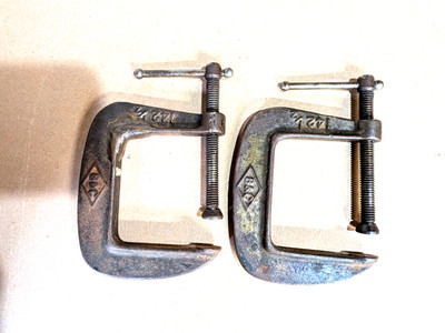 TWO (2) VINTAGE BRINK & COTTON B&C NO. 142 1/2 C CLAMP 2 1/2  MADE IN USA