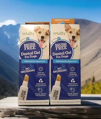 Vetality Oral Gel for Dogs Brush Free  Teeth Cleaning Chicken Flavor ( Lot Of 2)