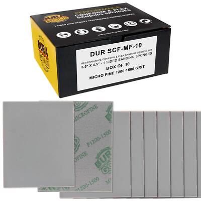 Microfine Cut Sanding Sponges, 10/Box - 5.5'' x 4.5'' (1200 to 1500 Grit) Wet/Dry