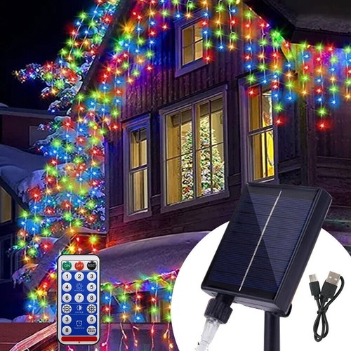 Christmas Icicle Lights Outdoor LED Curtain Fairy String Light Xmas Party Decor - Picture 25 of 41