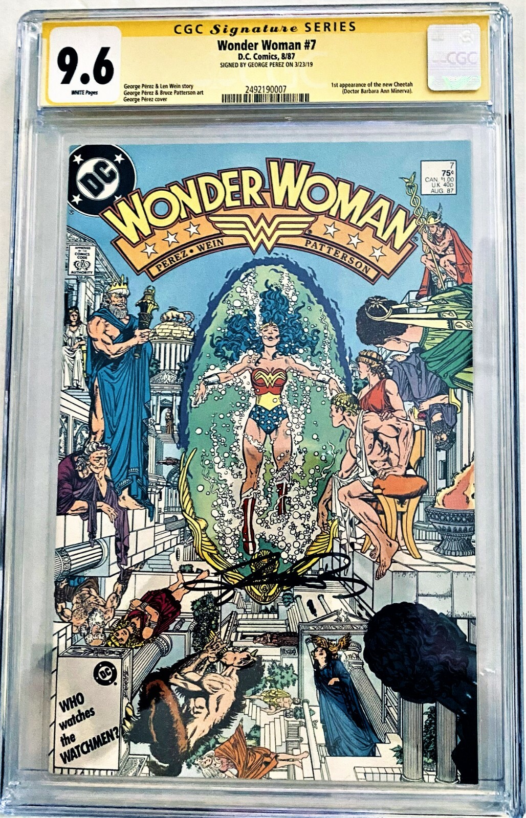 WONDER WOMAN #7 CGC SS 9.6 SIGED BY GEORGE PEREZ 1ST APP OF NEW CHEETAH ...
