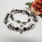 Silver Tone, Lampwork Art Glass & Crystal Bead Necklace 17"