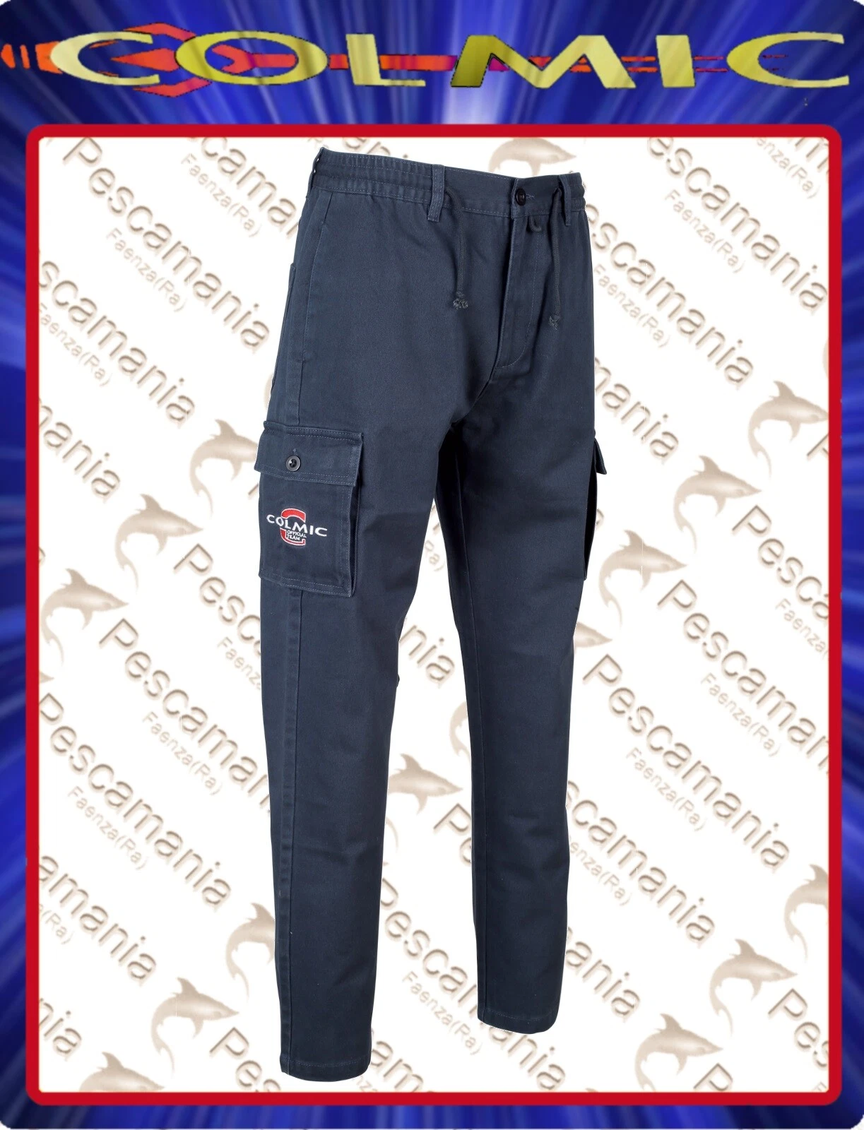 Colmic Blue Mid Season Trousers Size 52 Official Team Cotton 100%