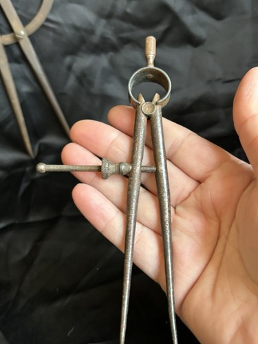 2 Vintage Caliper Compass Drafting Tools Industrial Metal Tools 6" Long - Picture 2 of 8
